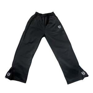 S U Monogram Black Y2K Wide Leg Sweatpants with Ankle Zippers